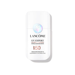 Lancôme front shot of Supra Screen sunscreen showing sleek bottle and SPF protection