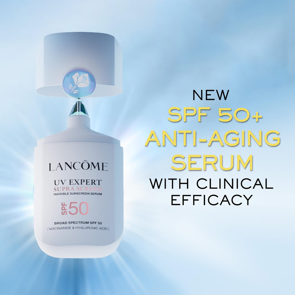 Lancôme close-up of serum texture demonstrating lightweight absorbent finish