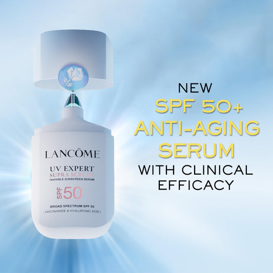Lancôme close-up of serum texture demonstrating lightweight absorbent finish