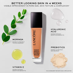 Lancôme single droplet on skin highlighting lightweight, hydrating coverage