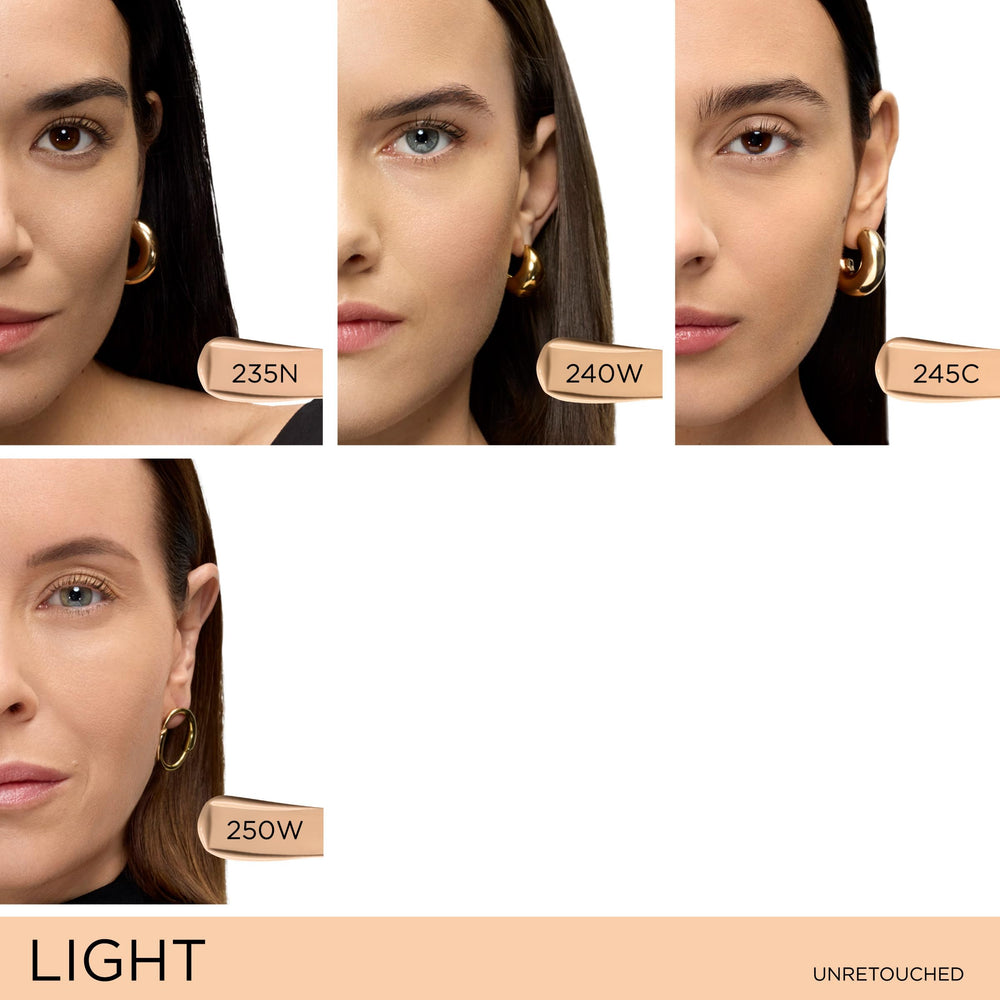 Lancôme foundation blended on skin close-up, smooth natural-matte result benefit