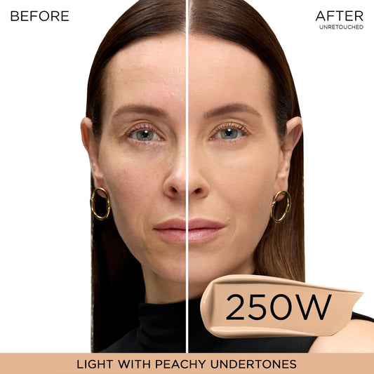 Lancôme pump dispenser close-up for easy, controlled foundation dosing benefit