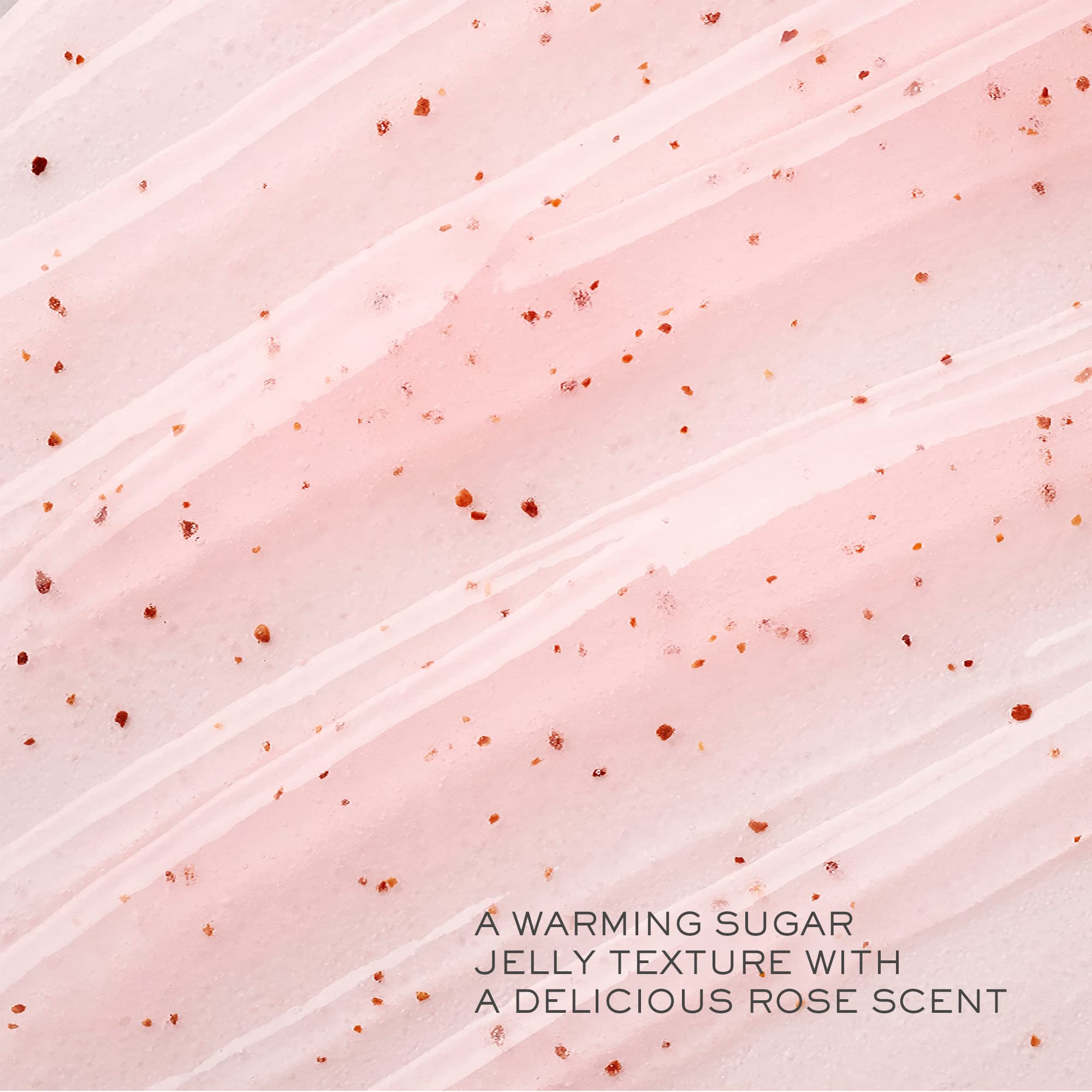Lancôme close-up of scrub texture with visible sugar grains, shows gentle polish benefit