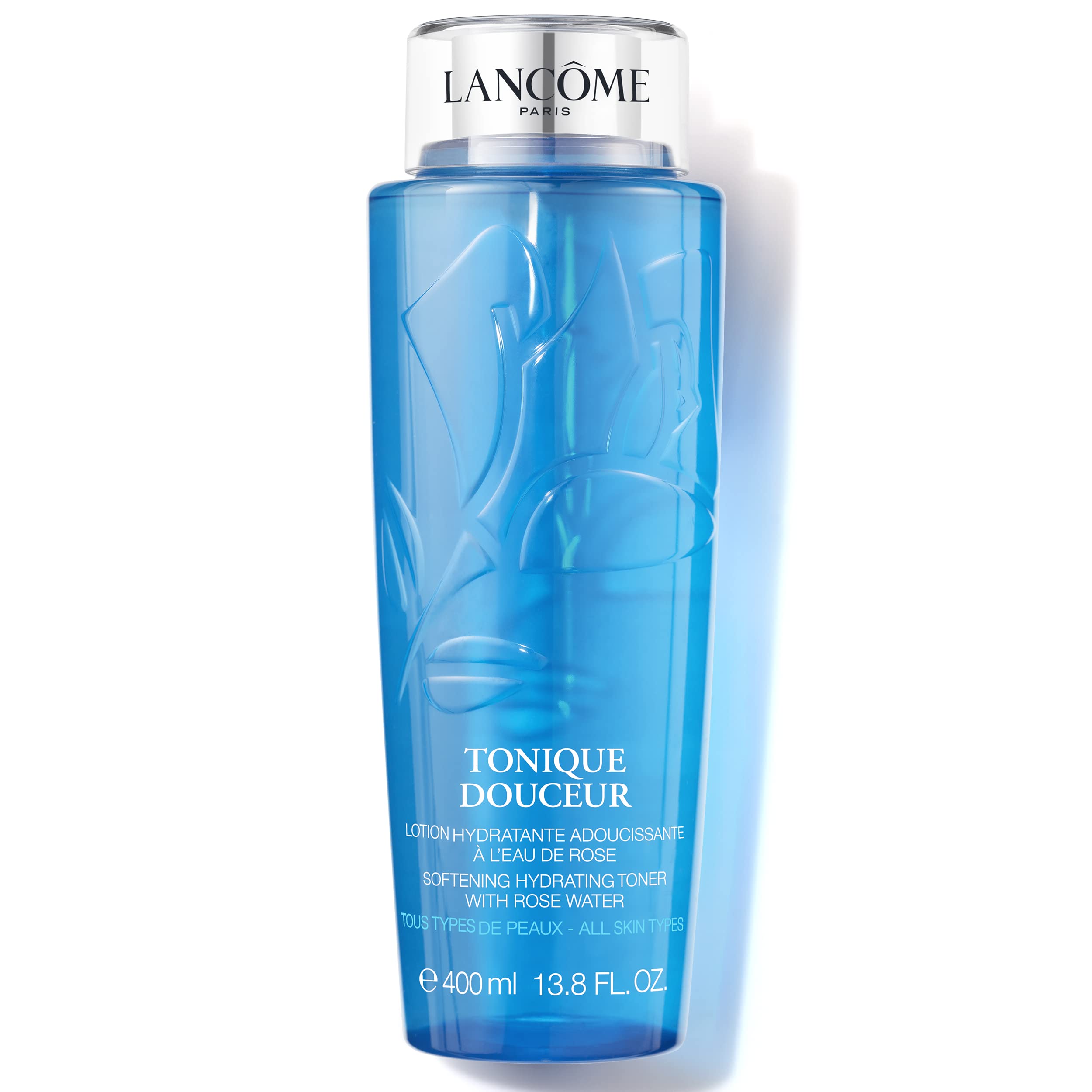 Lancôme Tonique Douceur front bottle showing volume and label benefits