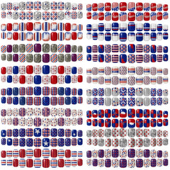 Landhoow front packaging showing full 384-piece patriotic nail set and variety