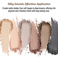 LANDMOON close-up of six matte pans highlighting rich pigment