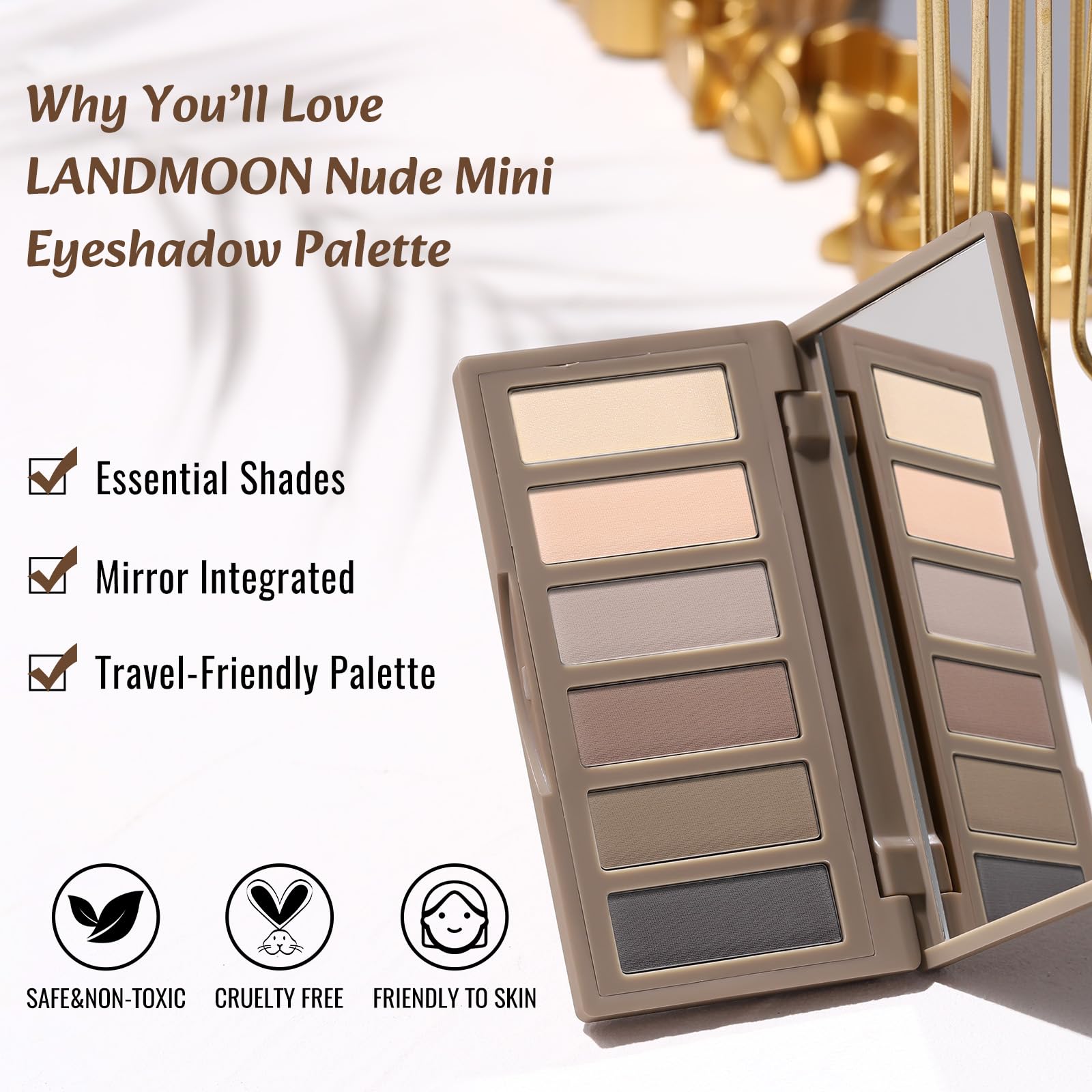 LANDMOON swatches on arm showing true taupe and brown payoff