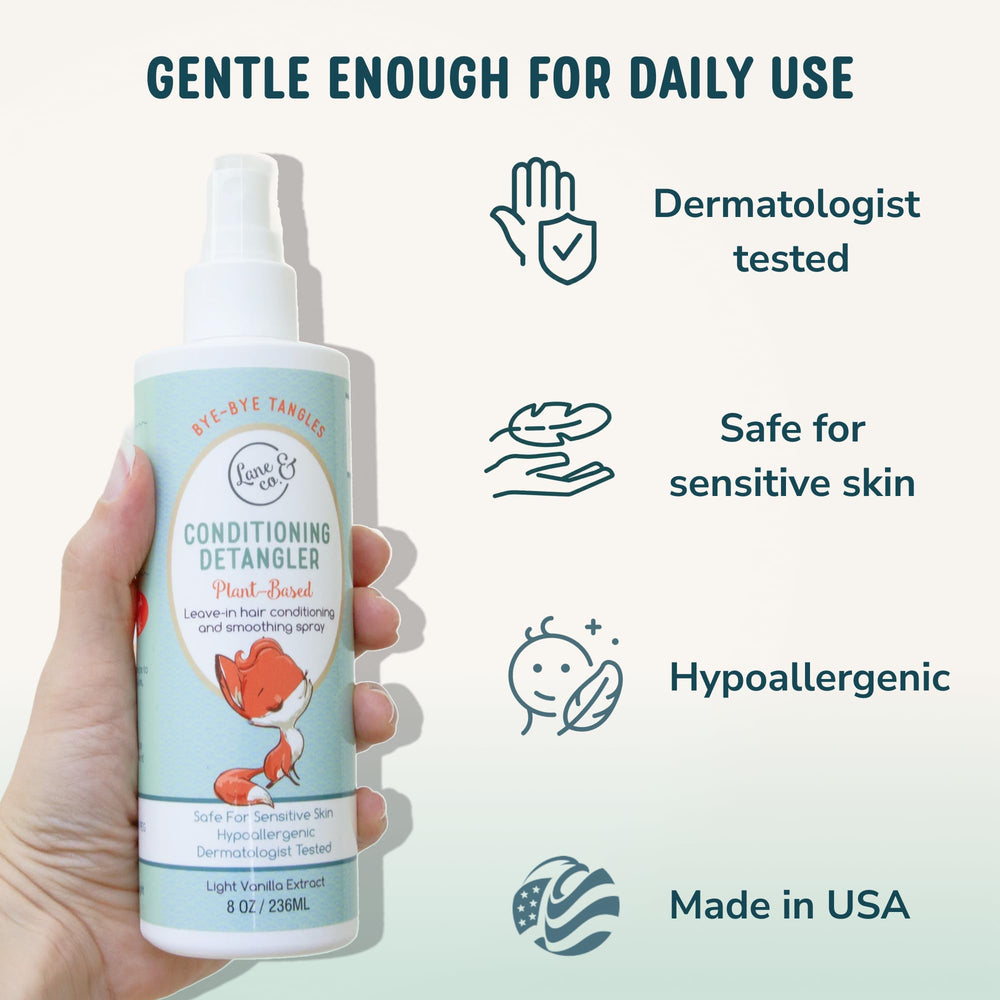 LANE & CO. label close-up showing hypoallergenic and vegan claims