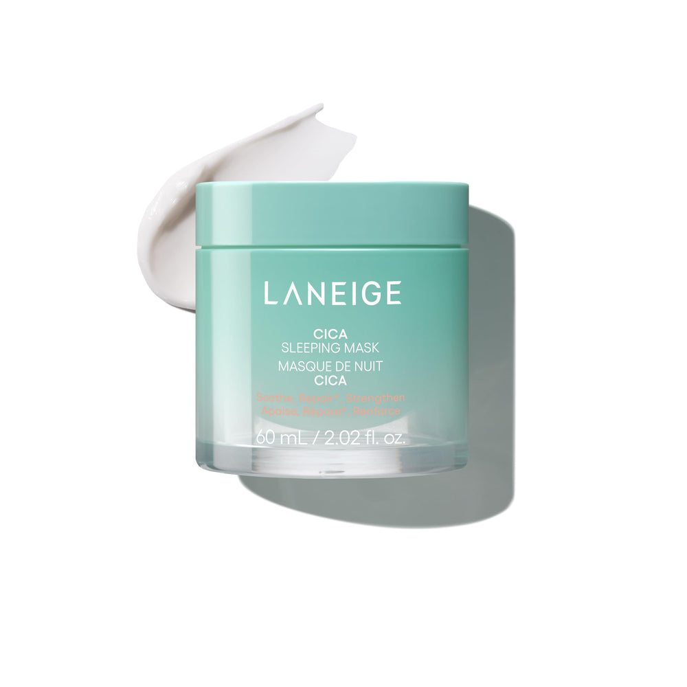 LANEIGE jar front view showing sleek packaging and soothing benefit