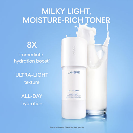 LANEIGE refill package next to bottle, reduces plastic waste