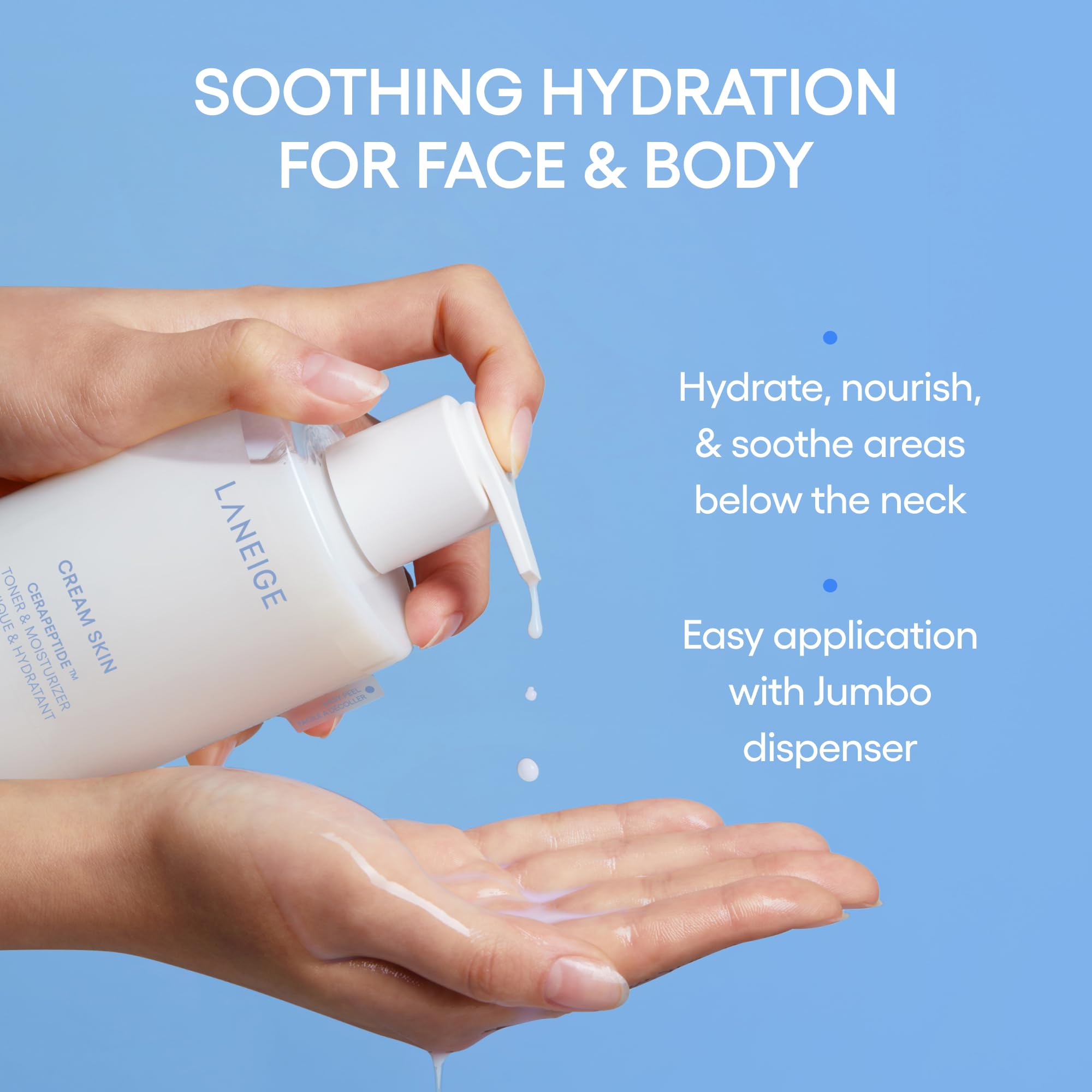 LANEIGE refill pouch beside bottle highlighting eco-friendly refill benefit
