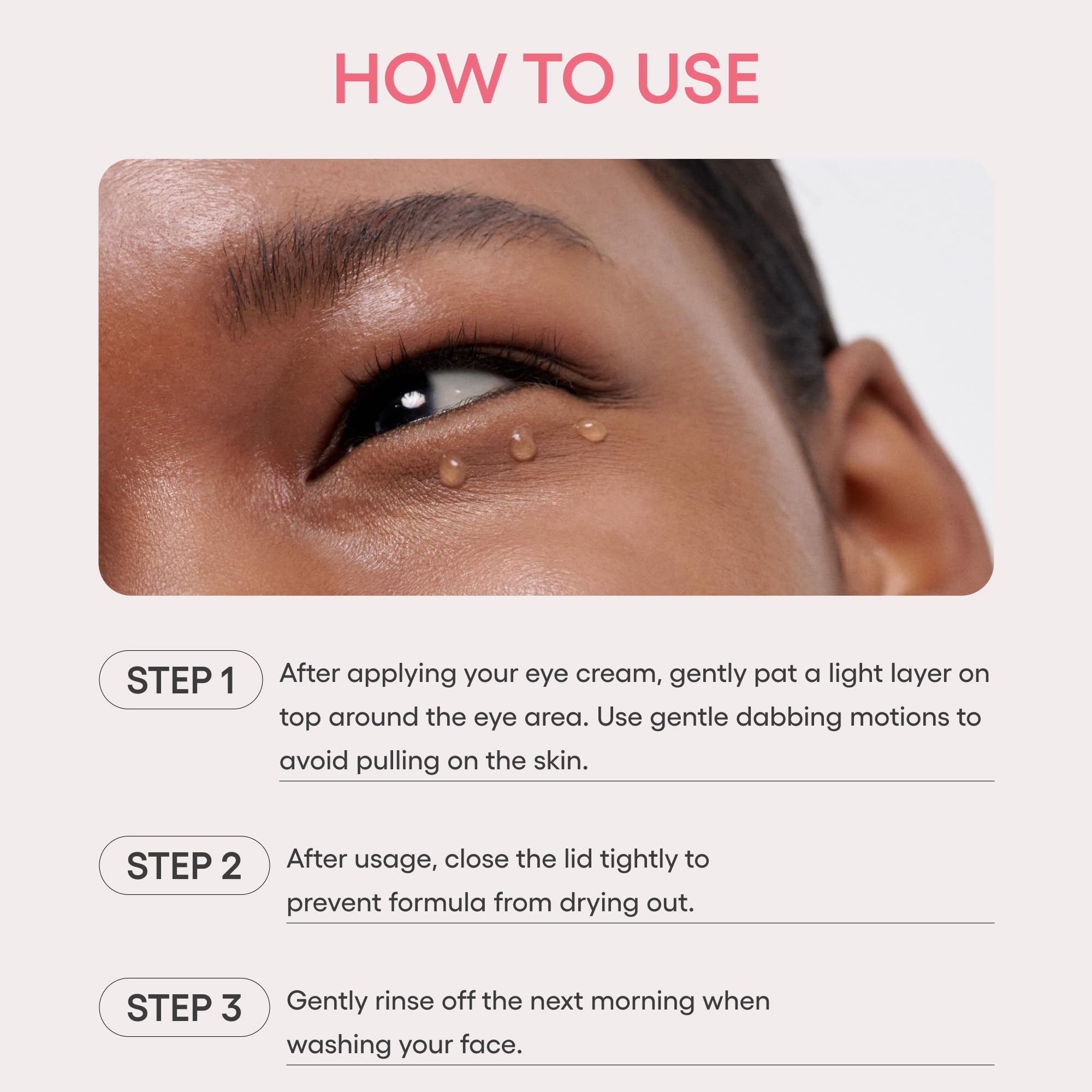 LANEIGE before and after eye area comparison, illustrates reduced puffiness look