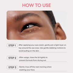 LANEIGE before and after eye area comparison, illustrates reduced puffiness look