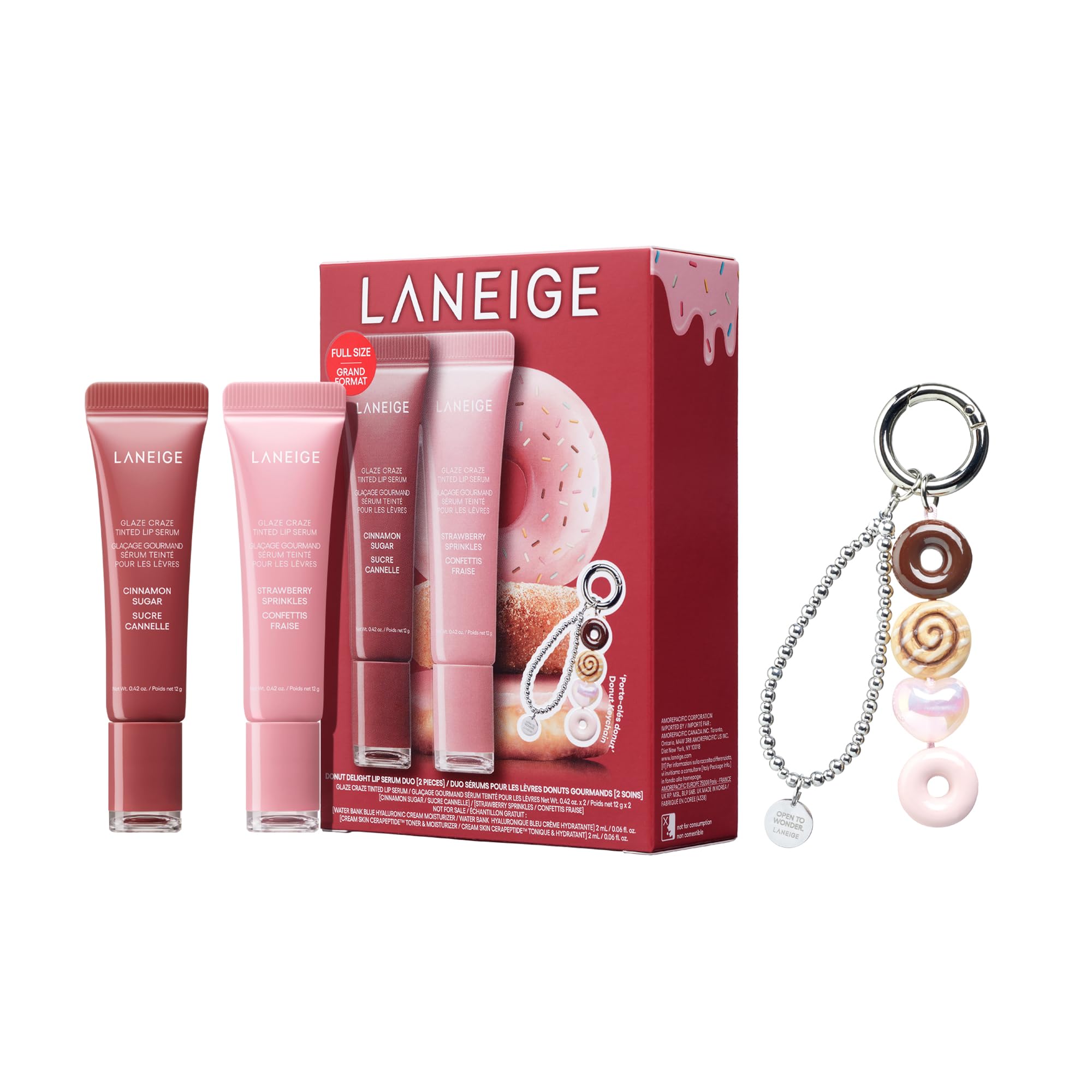 LANEIGE packaging front showing duo and keychain for easy gifting benefits
