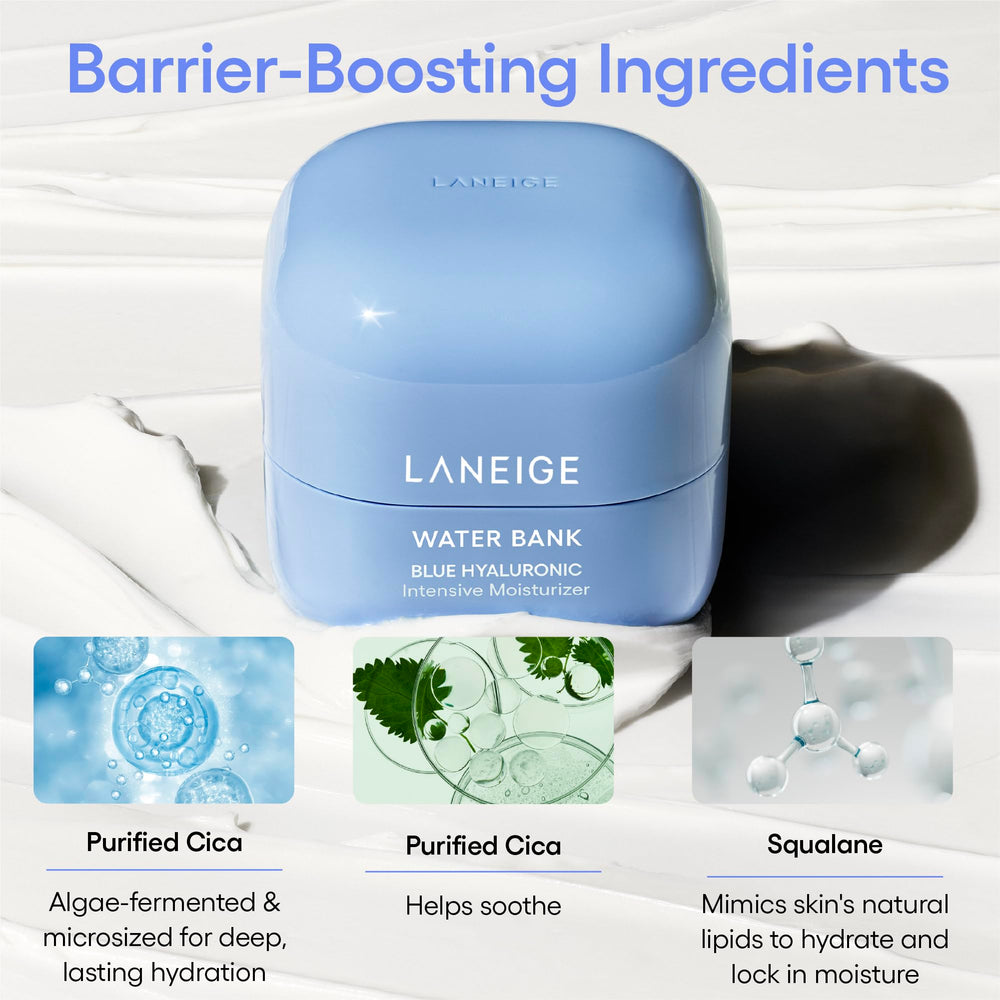 LANEIGE ingredient panel highlighting blue hyaluronic acid and peptide benefit