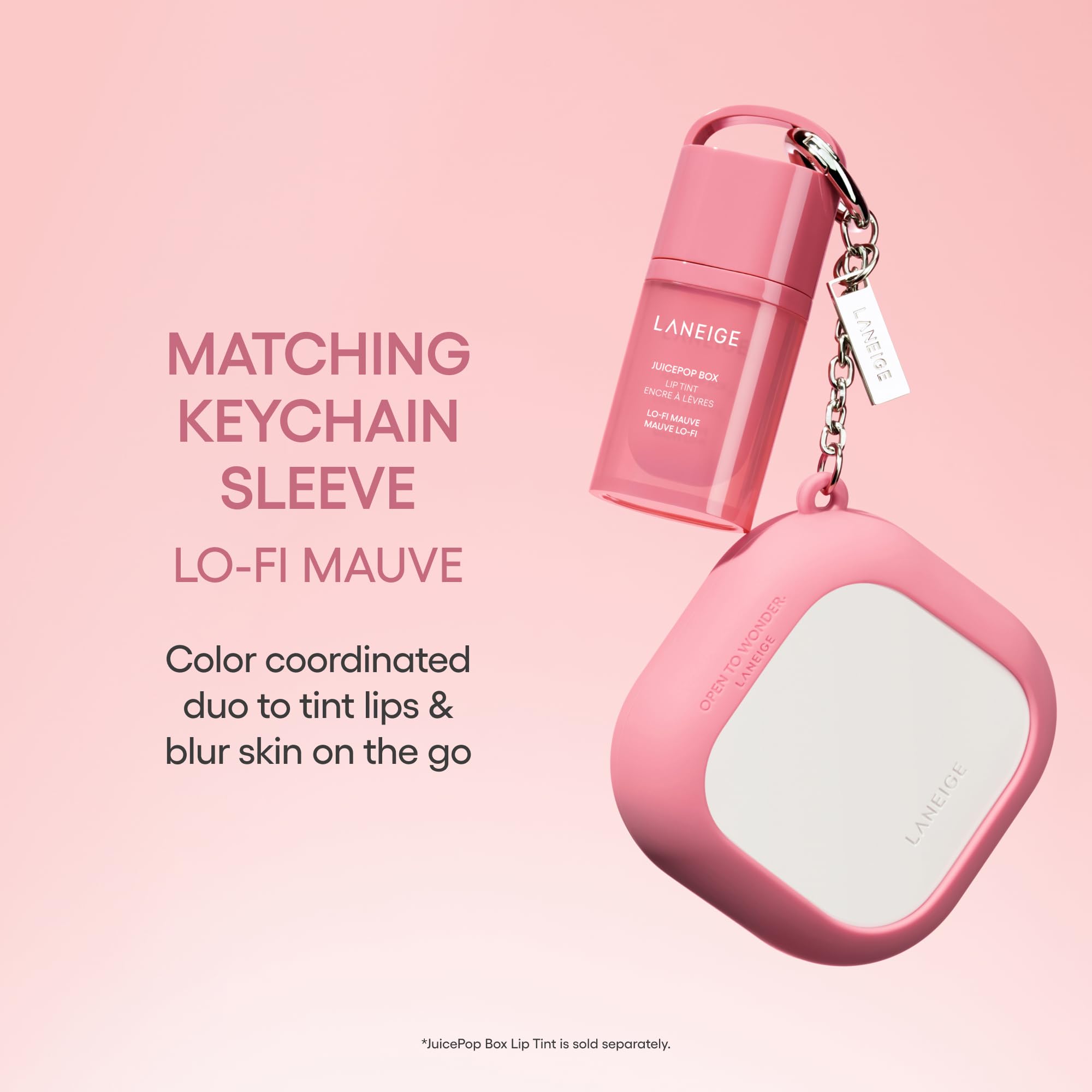 LANEIGE silicone keychain sleeve clip showing secure attachment benefit