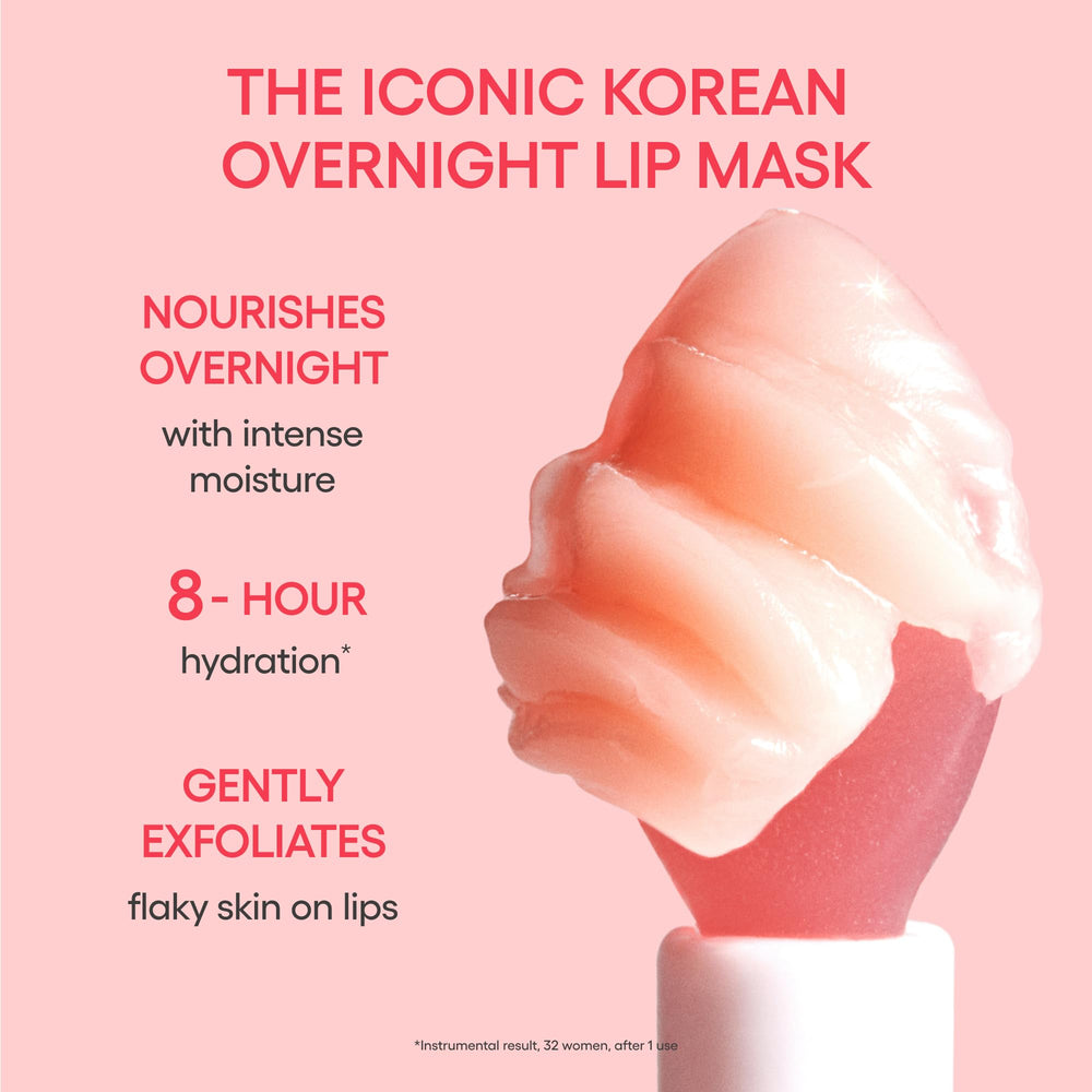 LANEIGE mask on fingers demonstrating easy smooth application for soft lips