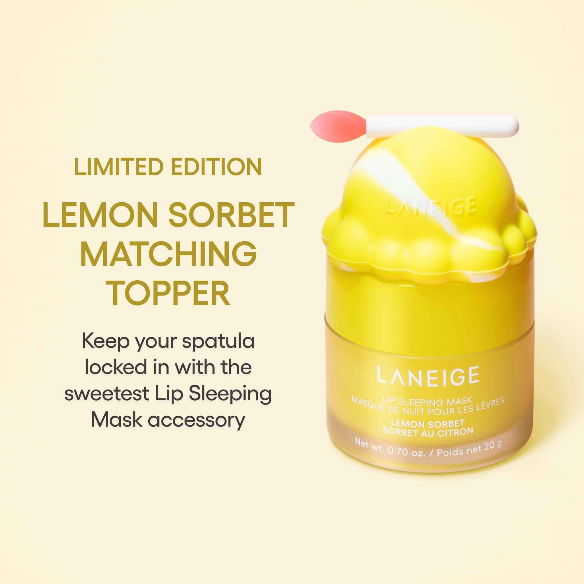 LANEIGE spatula and matching topper detail keeps applicator clean and handy