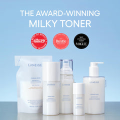 LANEIGE mist next to a credit card showing mini size and convenient travel benefit
