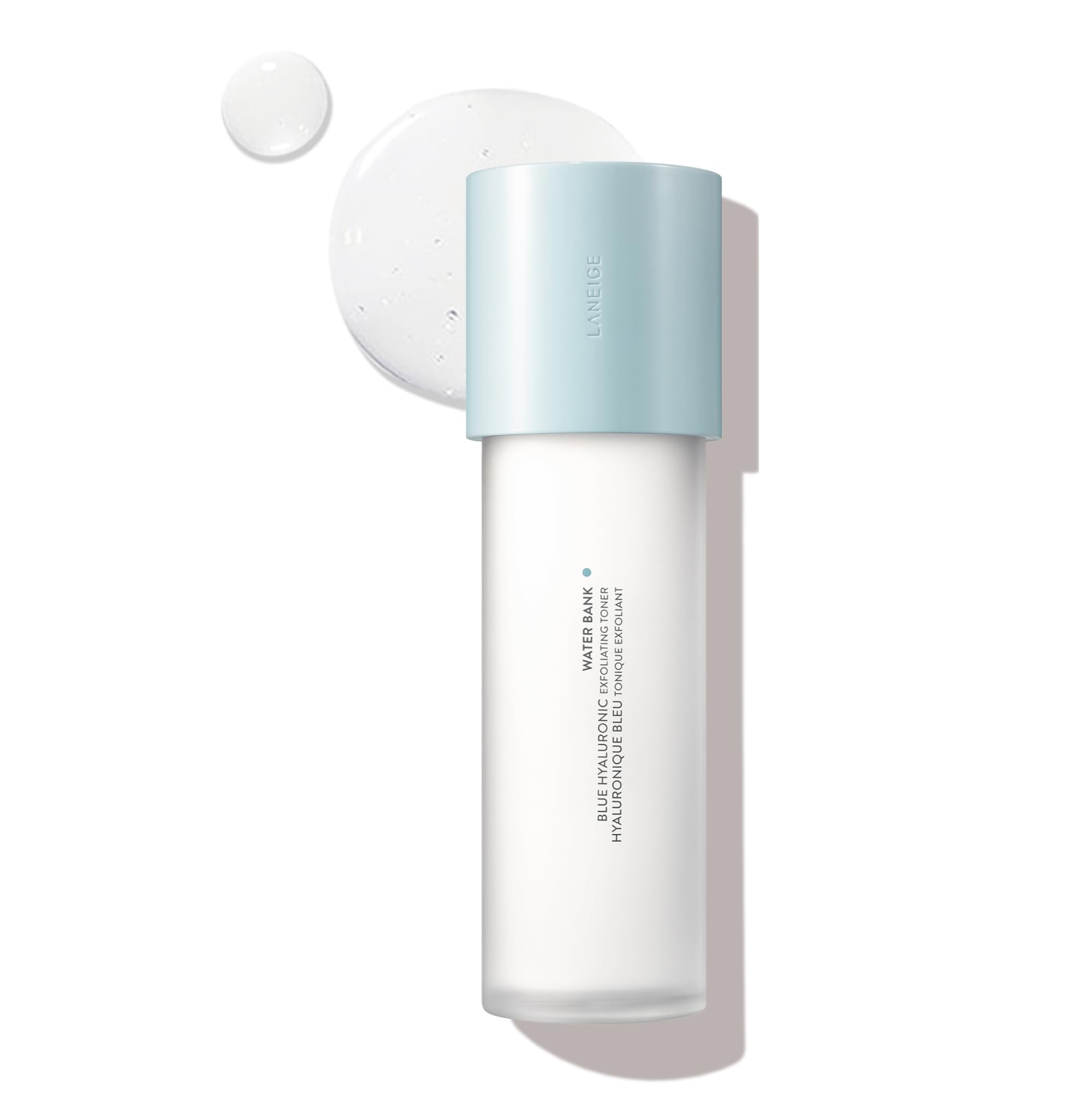 LANEIGE bottle front view showing calming blue label and lightweight design benefits