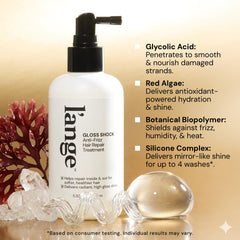 L'ANGE HAIR packaging label detail showing ingredient highlights and claims