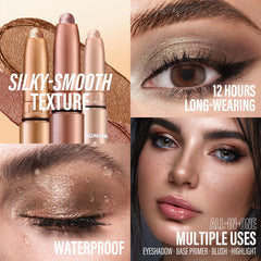 LANGMANNI applied on eyelid close-up illustrating long-wear shimmer and blendability