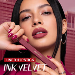 LANGMANNI dual-ended pencil close-up showing lipstick and liner for convenient all-in-one use