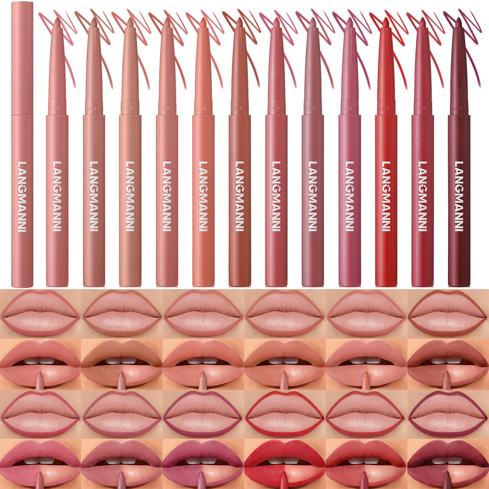 LANGMANNI front packaging showing all 12 colors and easy selection benefit