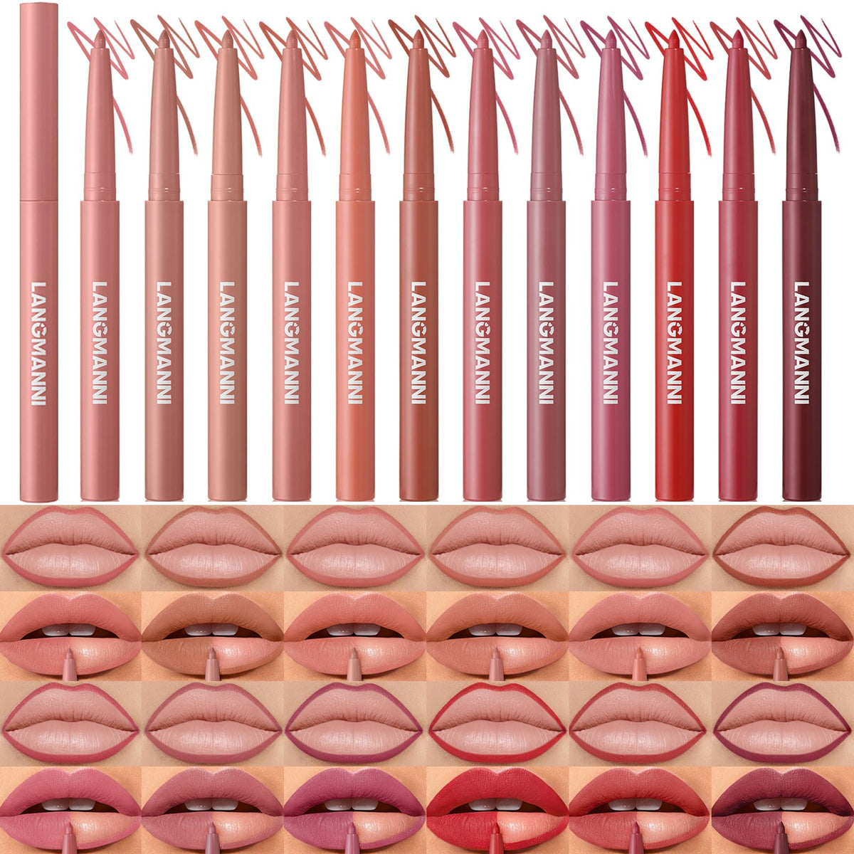 LANGMANNI front packaging showing all 12 colors and easy selection benefit