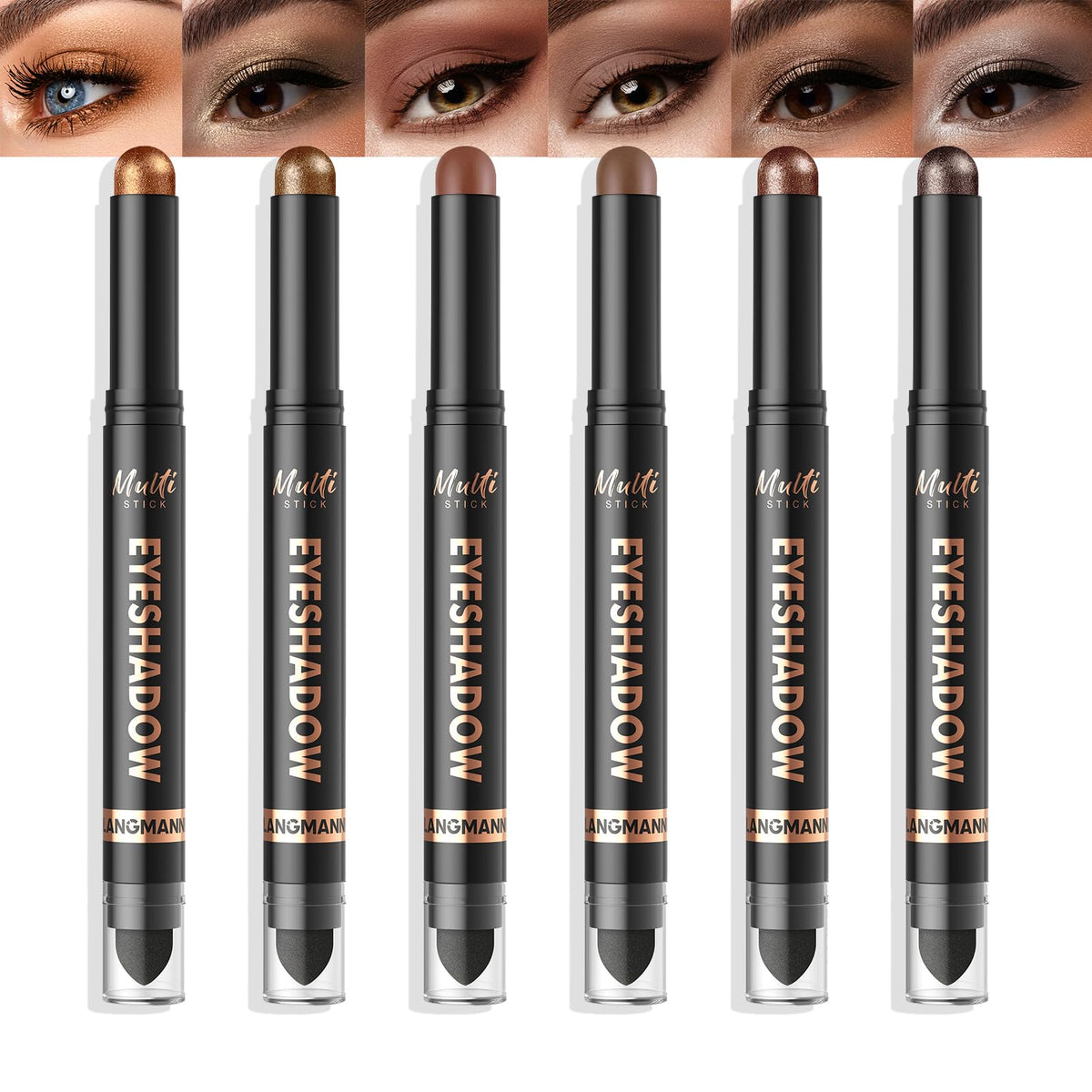 LANGMANNI front view of six sticks showing color range and compact design benefit