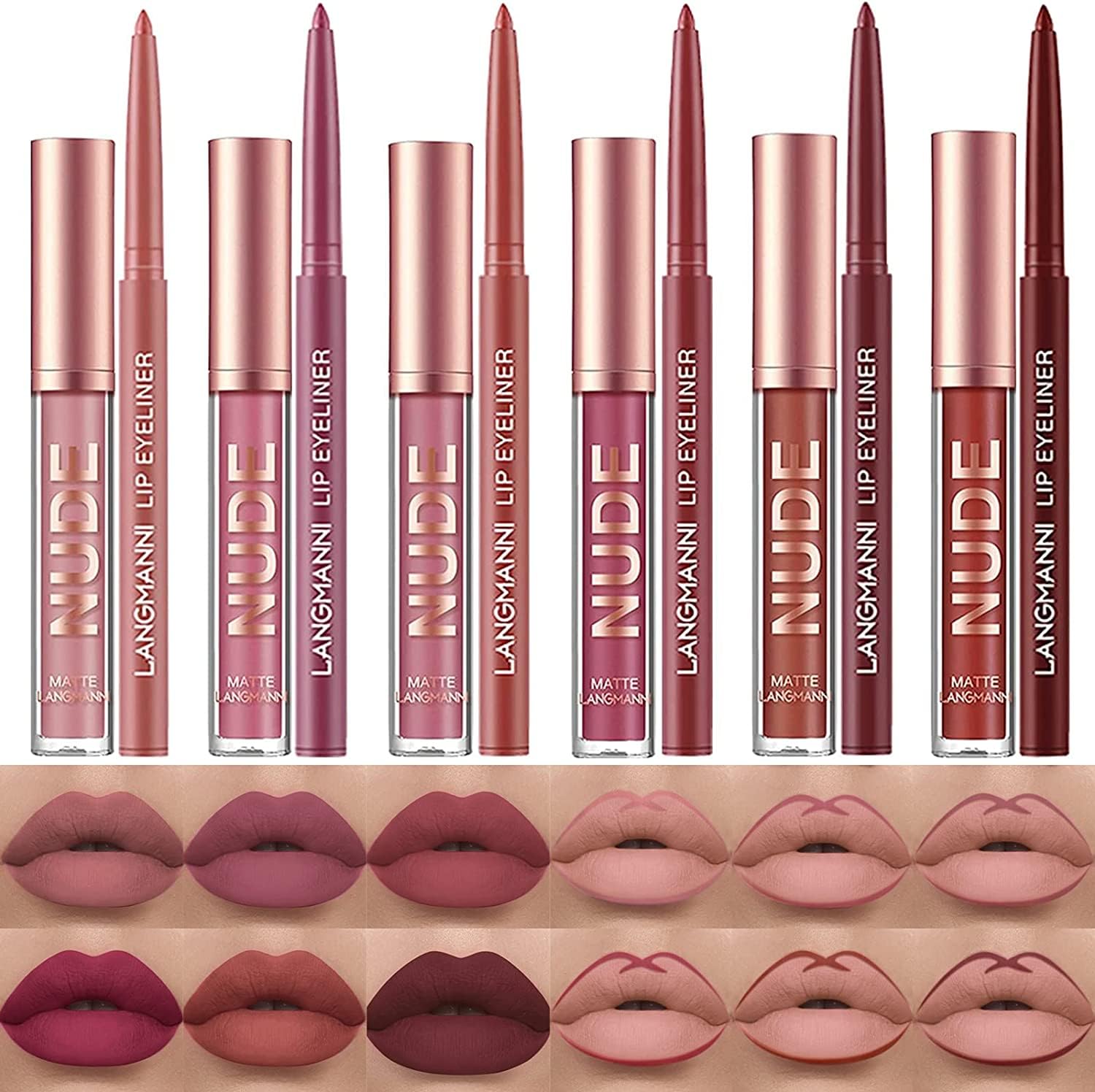 LANGMANNI front packaging in gift box showing six lipsticks and liners, ideal present