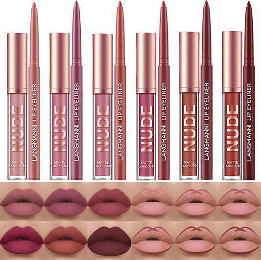 LANGMANNI front packaging in gift box showing six lipsticks and liners, ideal present