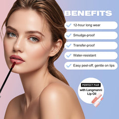LANGMANNI applicator in use using pointed tip for precise lip outline
