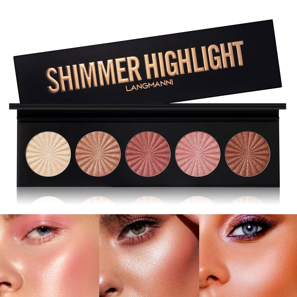LANGMANNI palette flatlay showing five shades and portable benefit