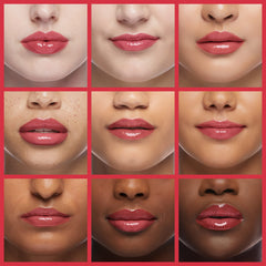 LANGMANNI lip oil applied on lips highlighting luminous finish
