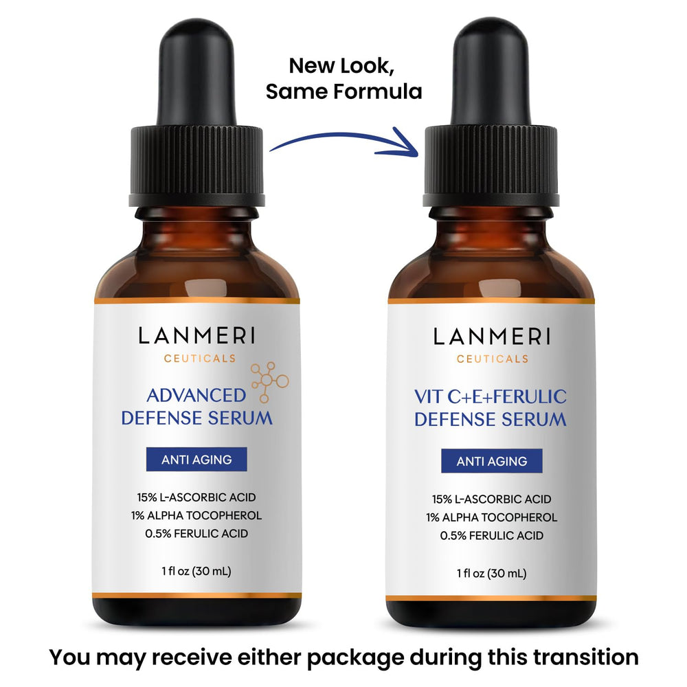 Lanmeri amber airless pump close-up showing protective packaging that preserves potency