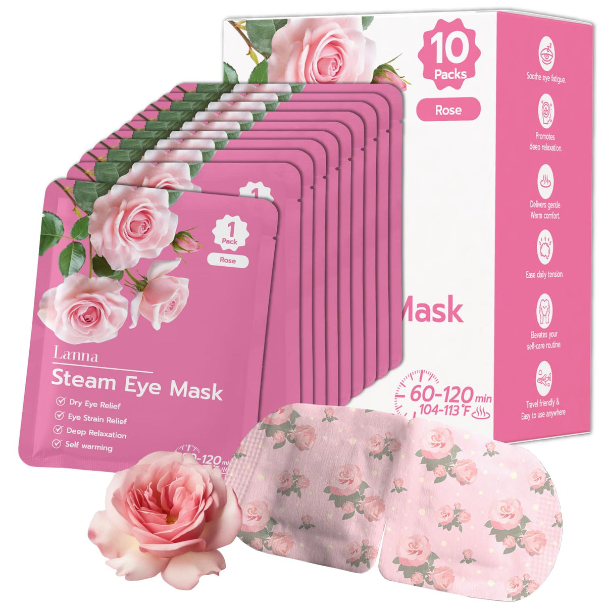 LANNA front packaging showing rose scent and 10-pack benefit