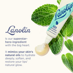Applying Lanolips 101 peppermint ointment to lips for instant soothing and moisture