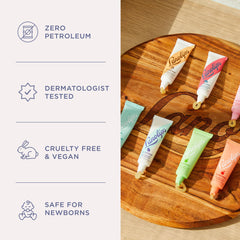 Lanolips 101 ingredients label showing pure Aussie lanolin and clean, petrolatum-free formula