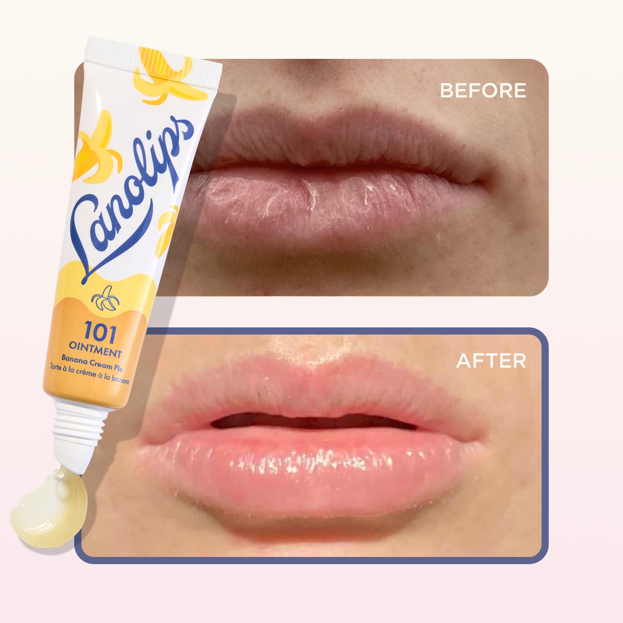 Lanolips tin beside a coin showing 0.35 oz travel-friendly size benefit