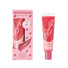 Lanolips Glossybalm Candy front tube showing label and glossy finish benefit