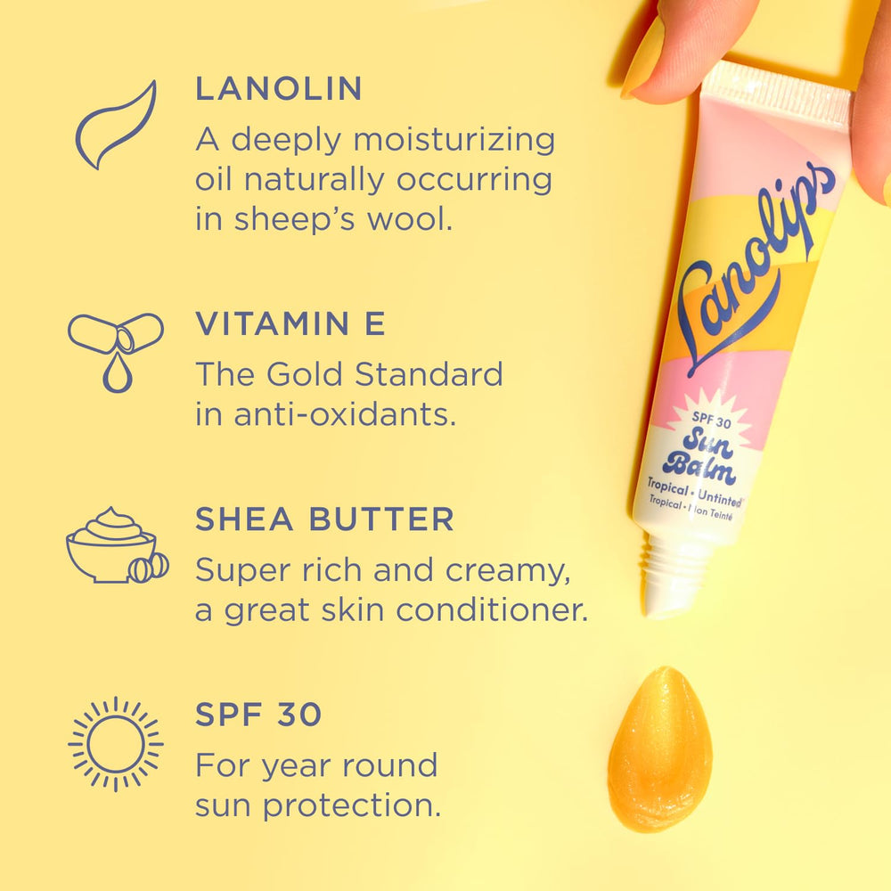 Lanolips open tube revealing untinted glossy finish for natural lip glow