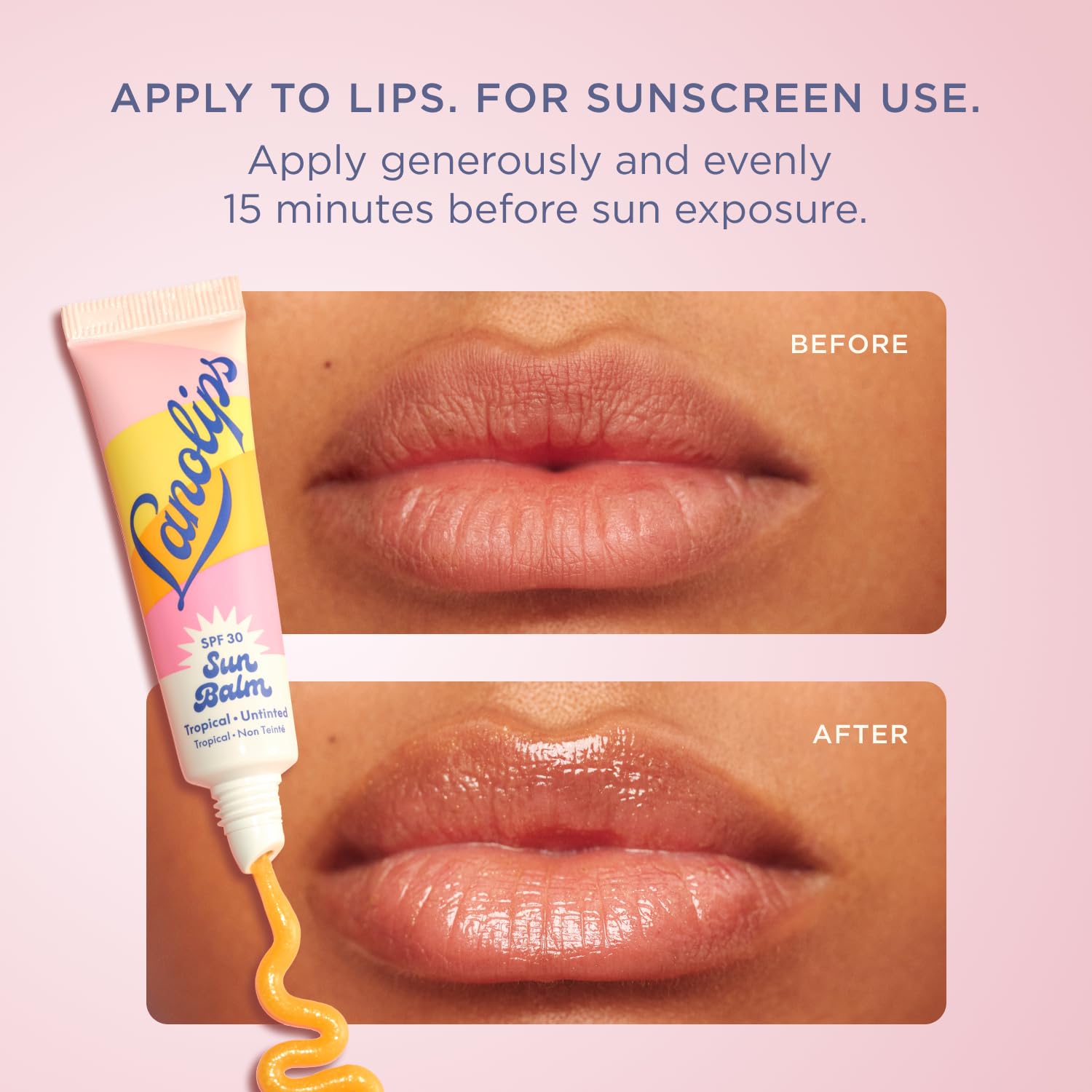 Lanolips packaging label close-up showing ingredients and sunscreen info