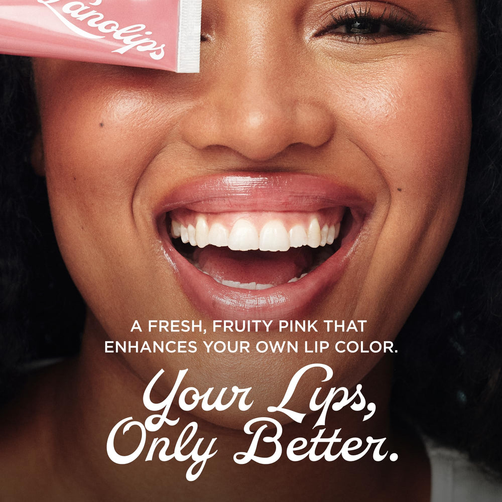 Lanolips Rhubarb in hand illustrates compact 12.5g travel-friendly size