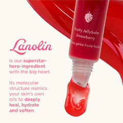 Lanolips strawberry on lips application, adds natural tint and shine