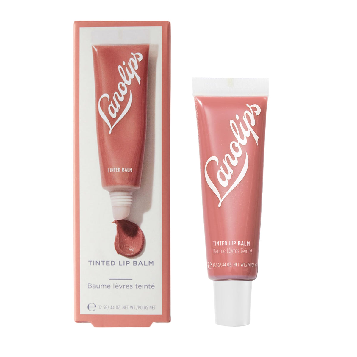 Lanolips front packaging showing compact tinted balm and branding for quick grab