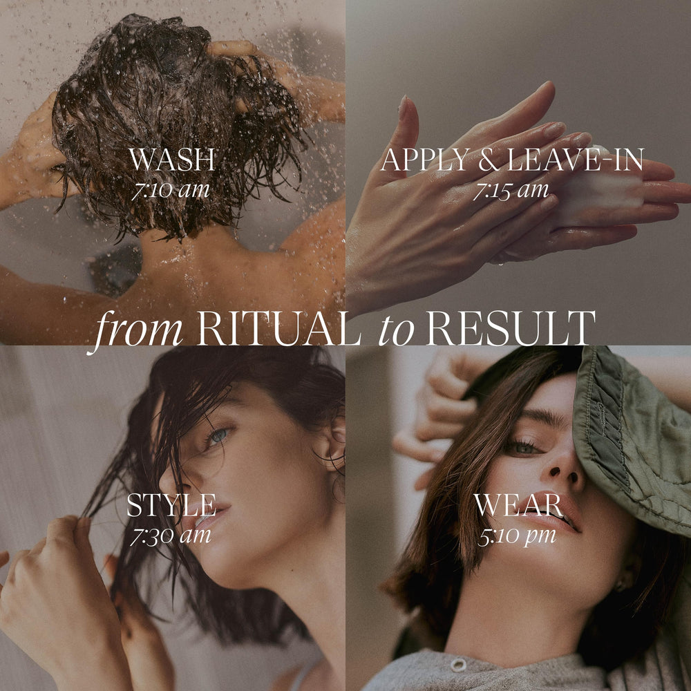 L’ANZA being applied to damp hair providing heat and UV protection