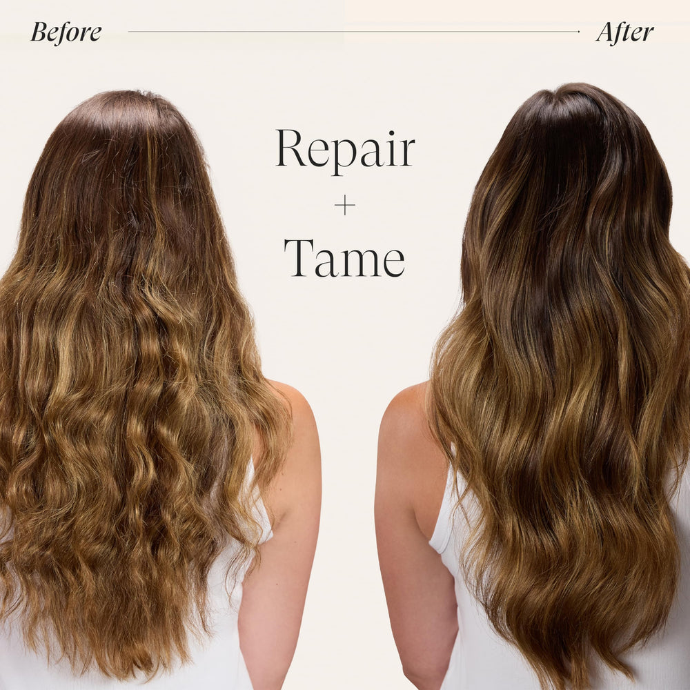 L’ANZA before and after hair comparison highlighting frizz control benefit