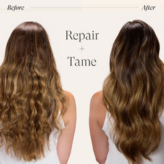 L’ANZA before and after hair comparison highlighting frizz control benefit