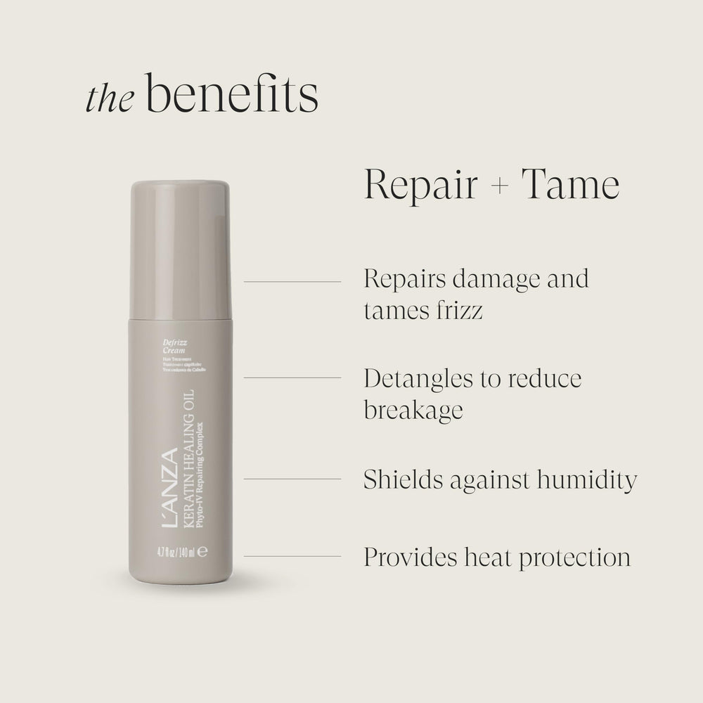 L’ANZA product on hand smoothing hair to show detangling benefit